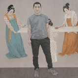 陈军，《刘毅-捣练图》，布面油画，150x150cm，2023.jpg