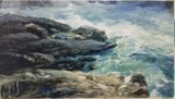 罗宗海 水彩画《湧浪海滩》41.5×74cm 1965年 莞城美术馆藏.JPG